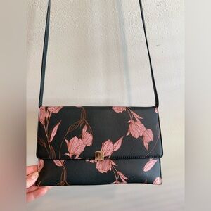 Chic Green and Pink Floral Crossbody Bag